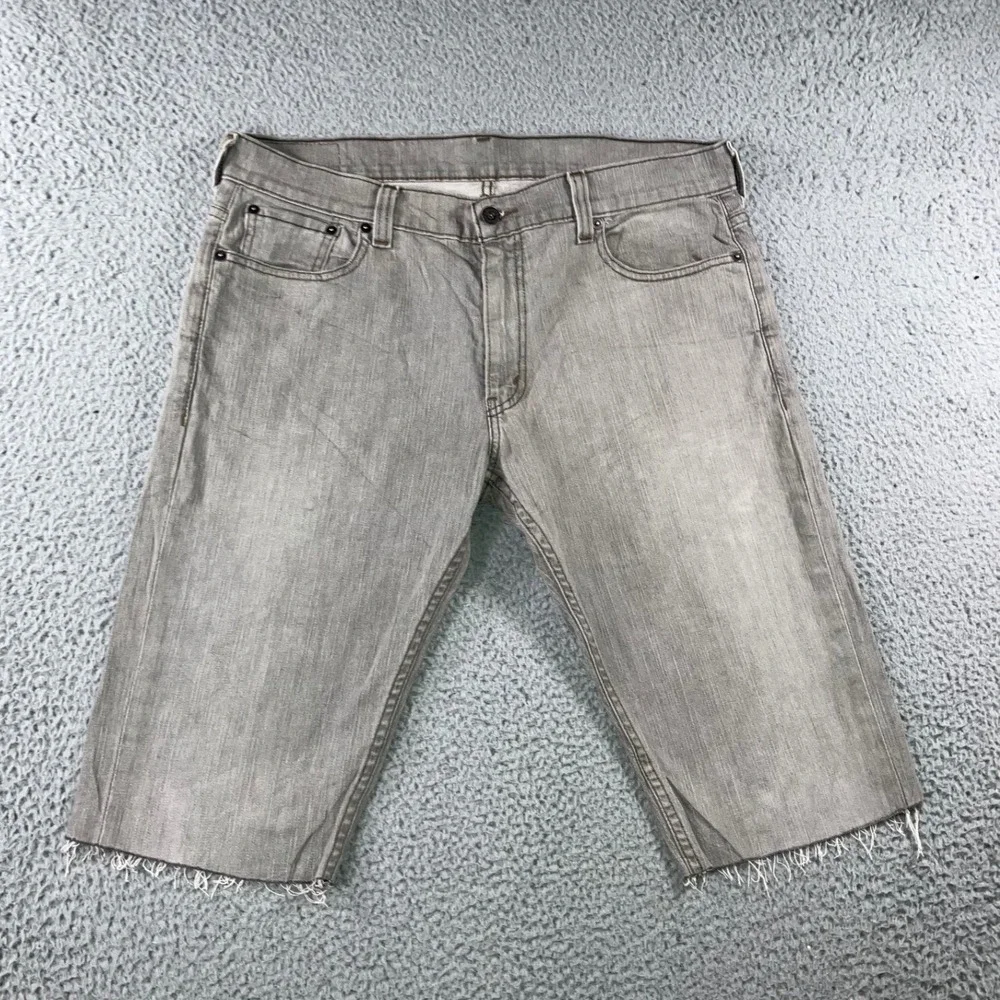 Levis Denim‎ Shorts Men 36 Grey Cut Off Jorts y2k Grunge Gorpcore Blokecore Edgy